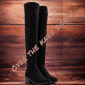 Steve Madden Womens Georgette Back Zip Over The Knee Fashion Boots Black Sz 7.5